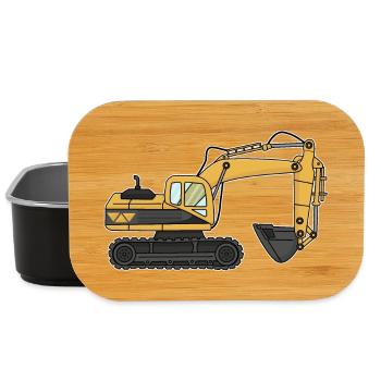 Excavator, construction site - Lunch Box - black - Front
