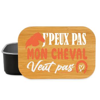 J'peux pas Mon cheval veut pas - poney - cavaliére - Boîte à goûter - noir - Devant