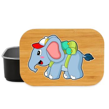 École de sac à dos pour élèves éléphants - Boîte à goûter - noir - Devant