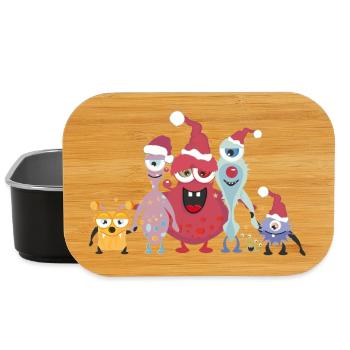 fröhliche bunte Monster Familie feiert Weihnachten - Lunch Box - Schwarz - Vorne