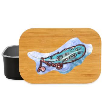 Mystische Blaue Feder mit Ornamenten - Lunch Box - Schwarz - Vorne
