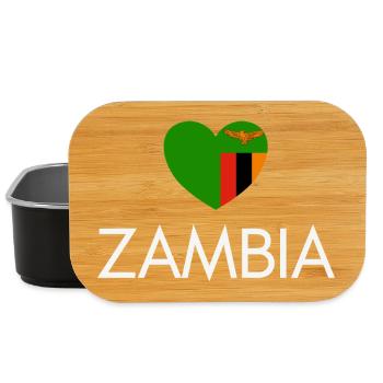 Heart with Zambian flag, I love Zambia - Lunch Box - black - Front