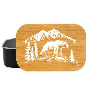Grizzly Bear Nature Silhouette Mountains Forest - Lunch Box - black - Front