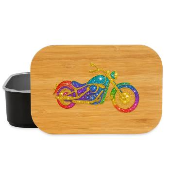 Glitzerndes Regenbogenmotorrad - Lunch Box - Schwarz - Vorne