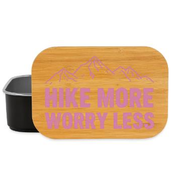 Hike More Worry Less – Outdoor Adventure Quote - Lunch Box - black - Front