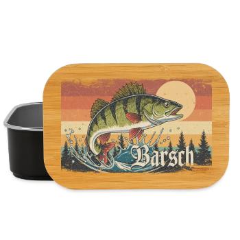 Barsch Angeln Flussbarsch Fischen Angler Natur - Lunch Box - Schwarz - Vorne