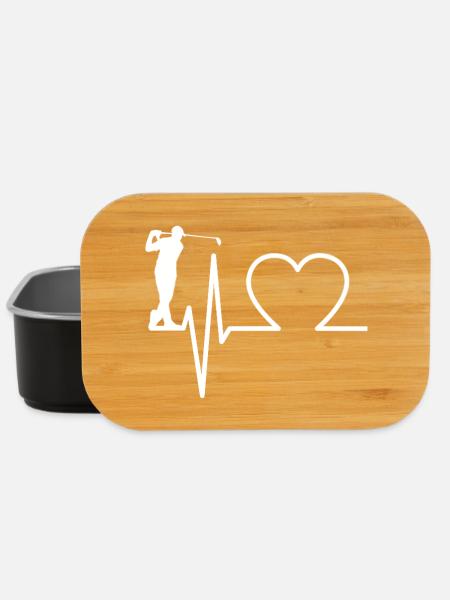 Golf ECG Heartbeat – Golfer Heart Line - Lunch Box - black