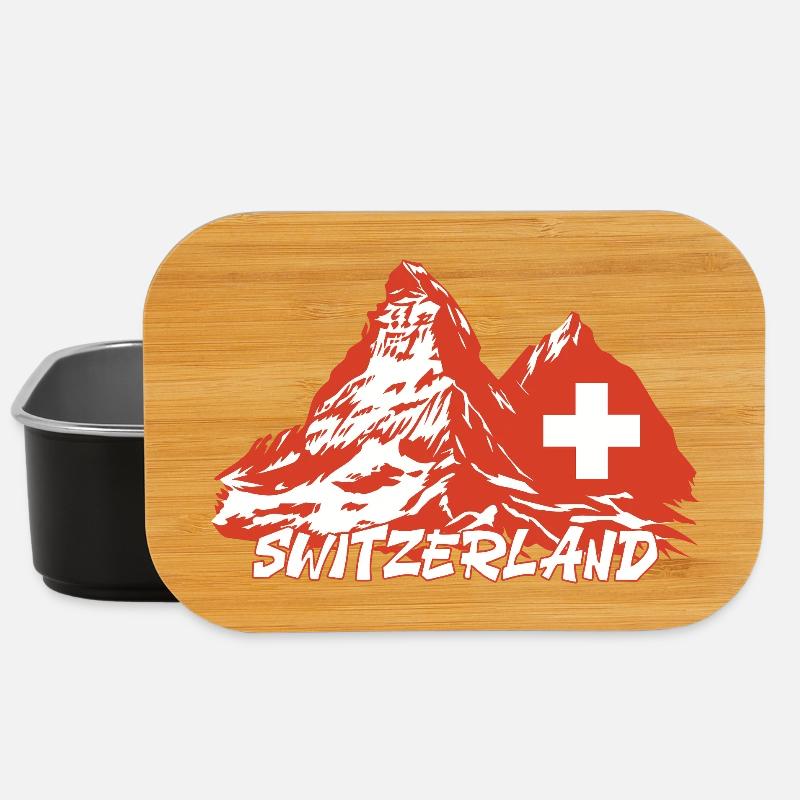 Switzerland-Wintersport-Ski-Berge - Lunch Box - Schwarz