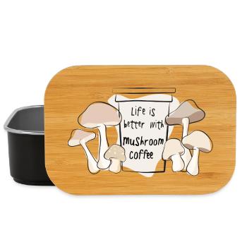 La vie est meilleure avec la tendance du café aux champignons - Boîte à goûter - noir - Devant