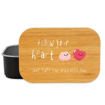 Follow Your Heart Take Your Brain with you Spruch - Lunch Box - black - Front