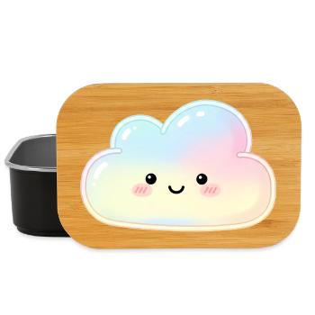 Pastel Cloud with Cute Face Sleep Cloud - Lunch Box - black - Front