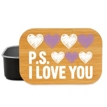 PS I Love You Day Lila Herz Valentinstag - Lunch Box - Schwarz - Vorne