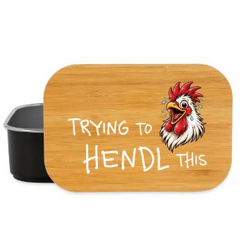 Trying to hendl this – Funny chicken saying - Lunch Box - black - Front