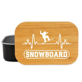 Snowboarding heartbeat snowboard snowboarder - Lunch Box - black - Front