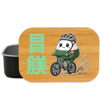 Kawaii Onigiri Cyclist Mud Splash - Lunch Box - black - Front