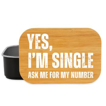 Ja, ich bin Single, frag mich nach meiner Nummer, lustiges Dating - Lunch Box - Schwarz - Vorne