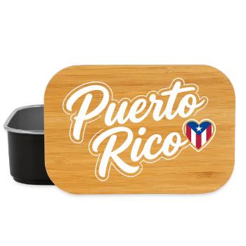 Puerto-Rico-Schrift mit Flaggenherz Patriotisch - Lunch Box - Schwarz - Vorne
