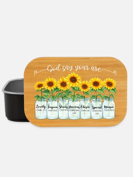 Jésus chrétien inspirant de tournesols - Boîte à goûter - noir