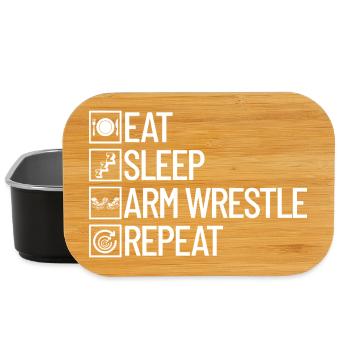 Eating, sleeping, arm wrestling, repeating, arm wrestling - Lunch Box - black - Front