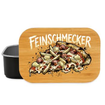 Lustige feinschmecker Pizza - Pommes Ananas Wurst - Lunch Box - Schwarz - Vorne