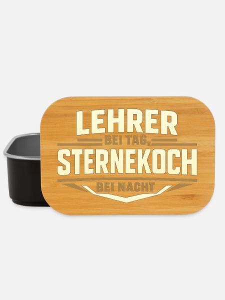 Lehrer bei Tag Sternekoch bei Nacht Spruch - Lunch Box - Schwarz