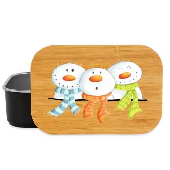 Drei Schneemänner - Weihnachten - Geschenk - Lunch Box - Schwarz - Vorne