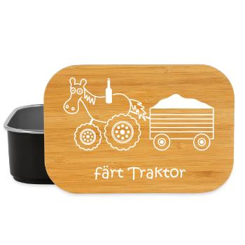 färt traktor, lustiges Pferd, Landwirt, Bauer - Lunch Box - Schwarz - Vorne