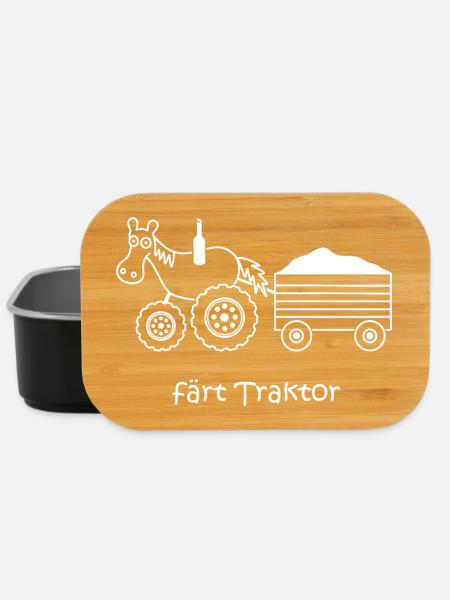 färt traktor, lustiges Pferd, Landwirt, Bauer - Lunch Box - Schwarz