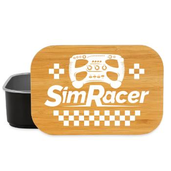 Sim Racer Gamer Sim Racing Steering Wheel Icon Graphic - Lunch Box - black - Front