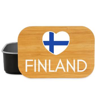 Cœur avec drapeau finlandais, j’aime la Finlande - Boîte à goûter - noir - Devant