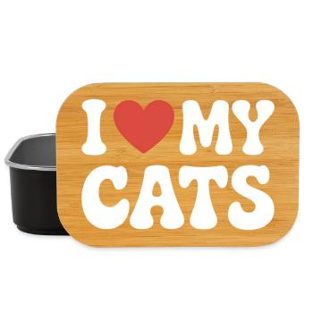 I Love My Cats Ich Liebe Meine Katzen - Lunch Box - black - Front
