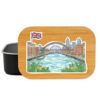 Newcastle Skyline Tyne Bridge Sage Gateshead Art - Lunch Box - black - Front