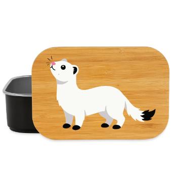 Cute curious ermine minimalist style - Lunch Box - black - Front