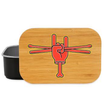 Cartoon Hand With Drumsticks - Lunch Box - black - Front