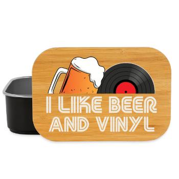 I Like Beer and Vinyl Retro Quote Design - Lunch Box - Schwarz - Vorne