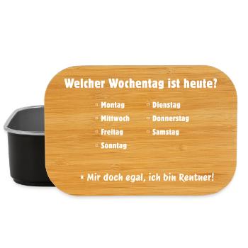 Welcher Wochentag? Egal, bin Rentner - Lunch Box - Schwarz - Vorne
