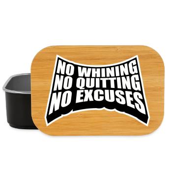 No Whining No Quitting No Excuses Gym Motivation - Lunch Box - Schwarz - Vorne