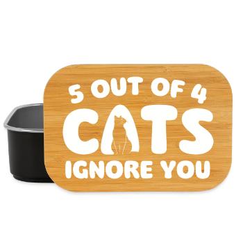 5 Out Of 4 Cats Ignore You Cat Humor - Lunch Box - black - Front