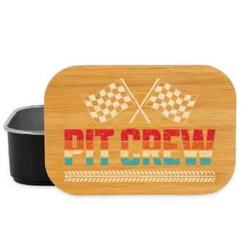 Vintage Pit Crew Car Racing Team - Lunch Box - black - Front