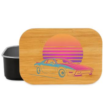 Vaporwave Auto Outrun Sonnenuntergang 80er Synth - Lunch Box - Schwarz - Vorne