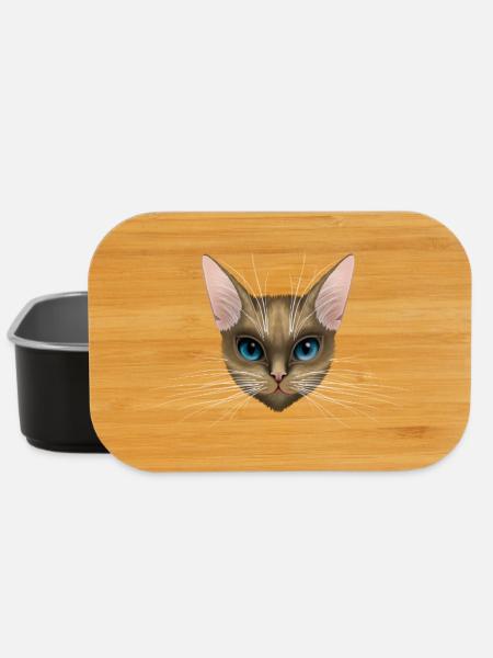 Blauäugiges Katzenporträt - Lunch Box - Schwarz
