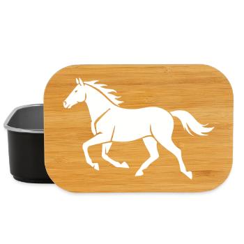 Weißes Pferd Silhouette Geschenk Reiter  - Lunch Box - Schwarz - Vorne