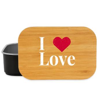 I Love Herz Typo Kontrast - Lunch Box - Schwarz - Vorne
