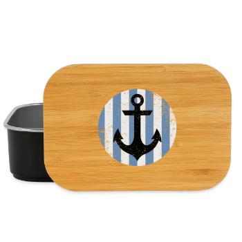 Anchor in striped sky - Lunch Box - black - Front