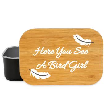vogelliebhaberin, Bird girl, daunenfedern - Lunch Box - Schwarz - Vorne