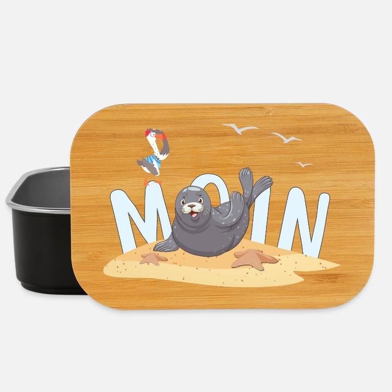 Moin Robbe Möwe Strand - Lunch Box - Schwarz