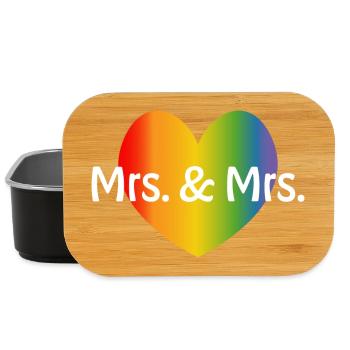 Regenbogen Mrs and Mrs rainbow Herz lesbisch LGBT - Lunch Box - Schwarz - Vorne