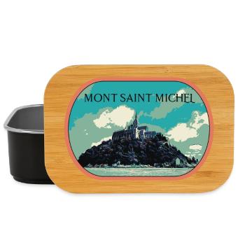 Illustration en bleu et vert du Mont Saint Michel - Boîte à goûter - noir - Devant