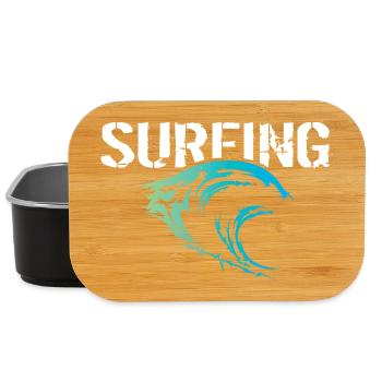 Surfeur Surf Symbole Vagues Couleurs Nature Océan - Boîte à goûter - noir - Devant