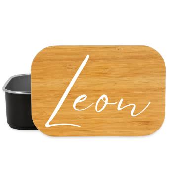 Leon Name T-Shirt Gift for Men - Lunch Box - black - Front